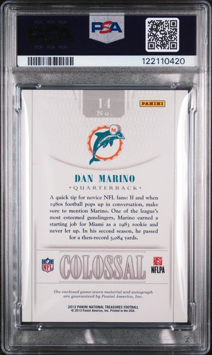 2013 Panini National Treasures Colossal Jersey Number Signature Dan Marino #14 PSA 10