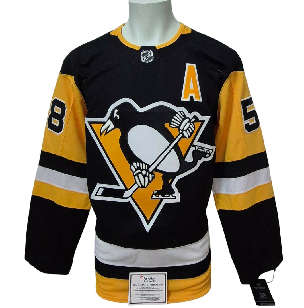 Chandail officiel Fanatics Premium signé - Kris Letang domicile inscrit et édition limitée Fanatics coa