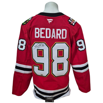 Chandail officiel Fanatics Premium signé - Connor Bedard Centennial rouge Fanatics coa