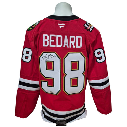 Chandail officiel Fanatics Premium signé - Connor Bedard Centennial rouge Fanatics coa
