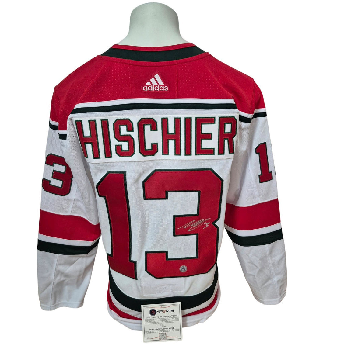 Chandail officiel Adidas signé - Nico Hischier alternate AJS coa