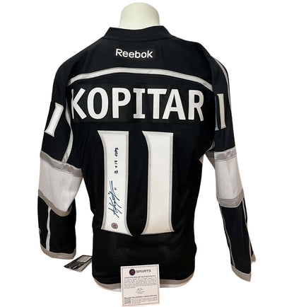 Chandail officiel Reebok signé - Anze Kopitar domicile avec patch Coupe Stanley 2014, COA AJS