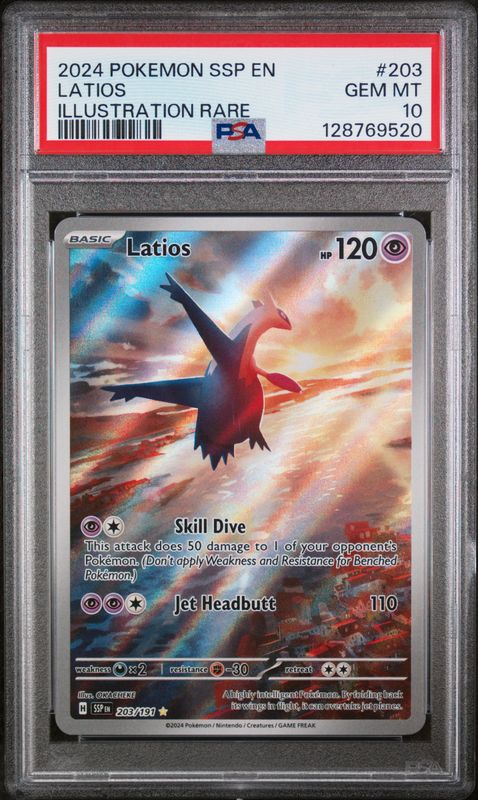 2024 Pokemon Ssp EN-Surging Sparks Latios #203 Illustration Rare PSA 10