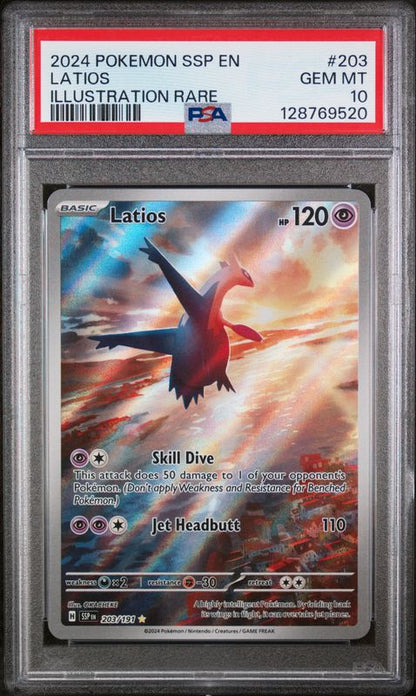 2024 Pokemon Ssp EN-Surging Sparks Latios #203 Illustration Rare PSA 10