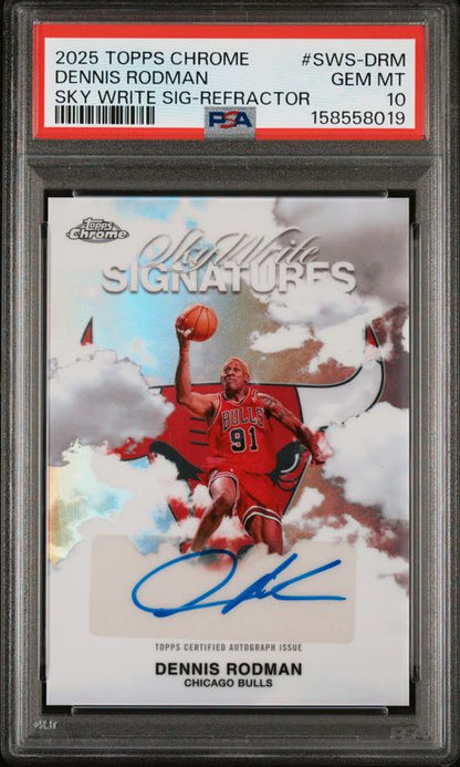 2025 Topps Chrome Sky Write Signatures Dennis Rodman #SWS-DRM Refractor PSA 10