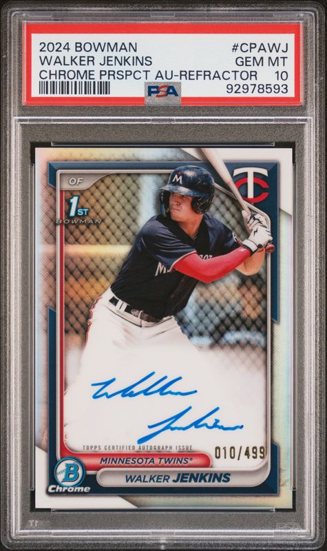 2024 Bowman Chrome Prospect Autographs Walker Jenkins #CPAWJ Refractor PSA 10