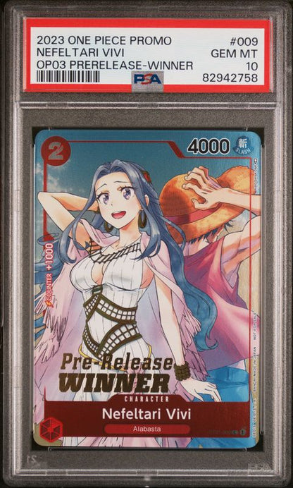 2023 One Piece Promos Nefeltari Vivi #009 Pillars of Strength Pre-Release-Winner PSA 10