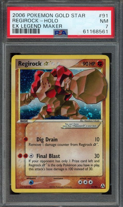 2006 Pokemon EX Legend Maker Regirock-Holo #91 Gold Star PSA 7
