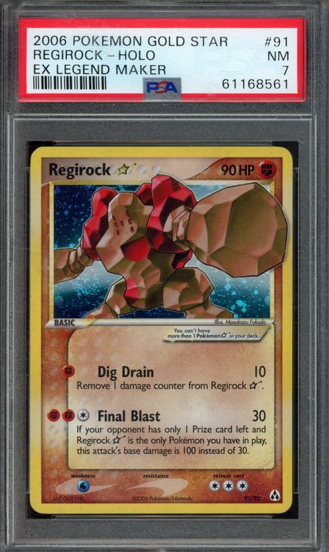 2006 Pokemon EX Legend Maker Regirock-Holo #91 Gold Star PSA 7