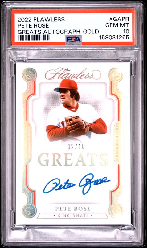 2022 Panini Flawless Greats Autographs Pete Rose #GAPR Gold PSA 10