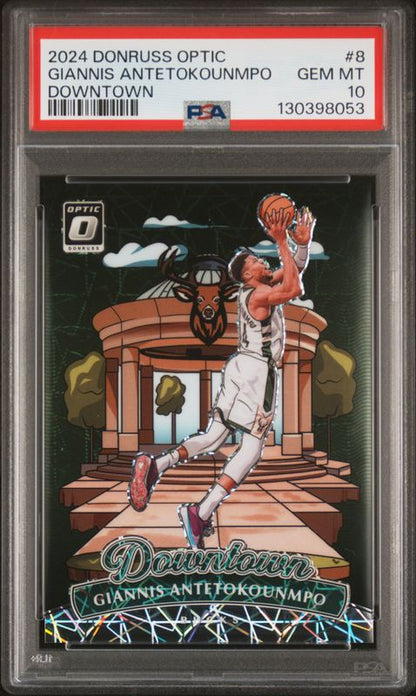 2024 Panini Donruss Optic Downtown Giannis Antetokounmpo #8 PSA 10