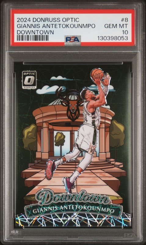 2024 Panini Donruss Optic Downtown Giannis Antetokounmpo #8 PSA 10
