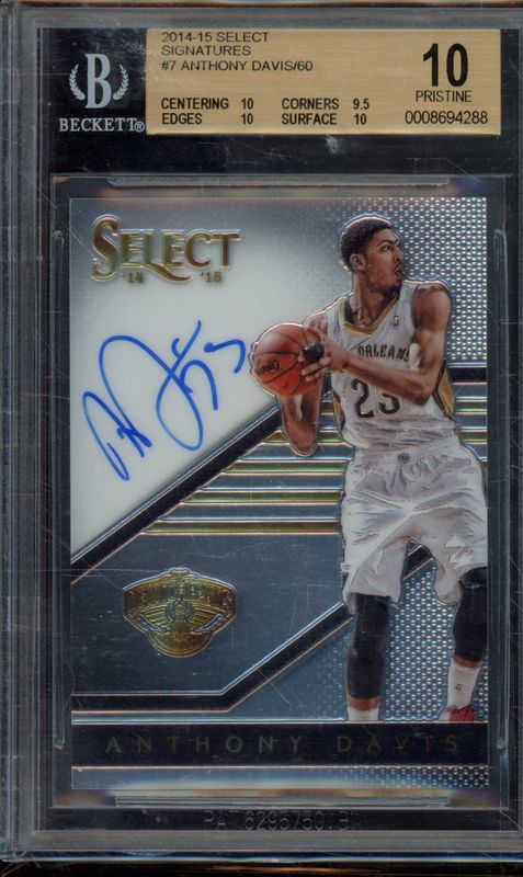 2014 Select Signatures Anthony Davis/60 #7 BGS 10 Pristine