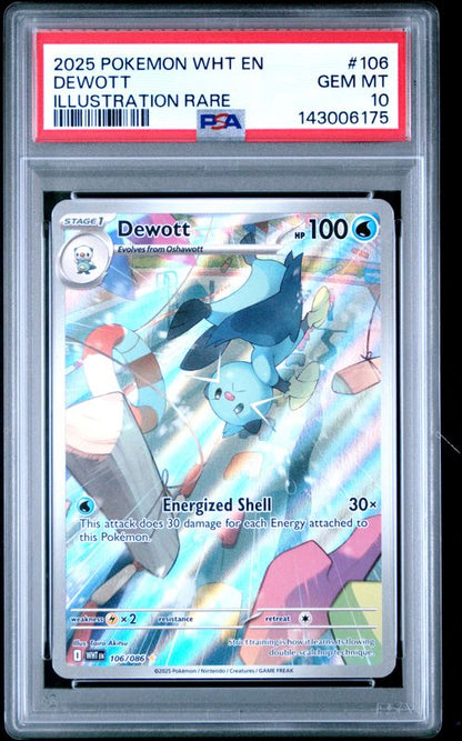 2025 Pokemon Wht EN-White Flare Dewott #106 Illustration Rare PSA 10