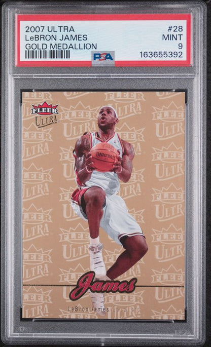 2007 Ultra LeBron James #28 Gold Medallion PSA 9