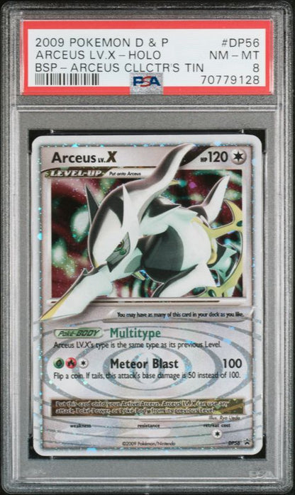 2009 Pokemon Diamond & Pearl Black Star Promo Arceus LV.X-Holo #DP56 Arceus Collector's Tin PSA 8