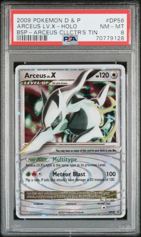 2009 Pokemon Diamond & Pearl Black Star Promo Arceus LV.X-Holo #DP56 Arceus Collector's Tin PSA 8