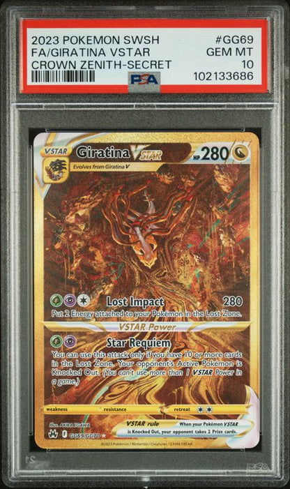 2023 Pokemon Sword and Shield Crown Zenith Full Art/Giratina Vstar #GG69 Secret PSA 10