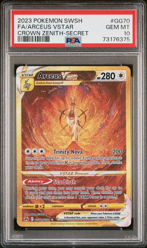 2023 Pokemon Sword and Shield Crown Zenith Full Art/Arceus Vstar #GG70 Secret PSA 10