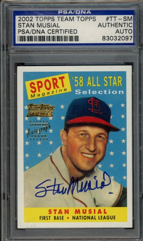 2002 TOPPS TEAM TOPPS STAN MUSIAL PSA/DNA AUTHENTIC AUTO