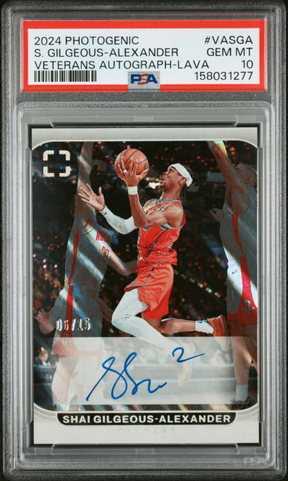 2024 Panini Photogenic Veterans Autographs Shai Gilgeous-Alexander #VASGA Lava PSA 10