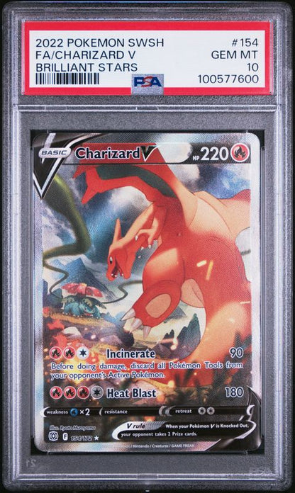 2022 Pokemon Sword & Shield Brilliant Stars Full Art/Charizard V #154 PSA 10
