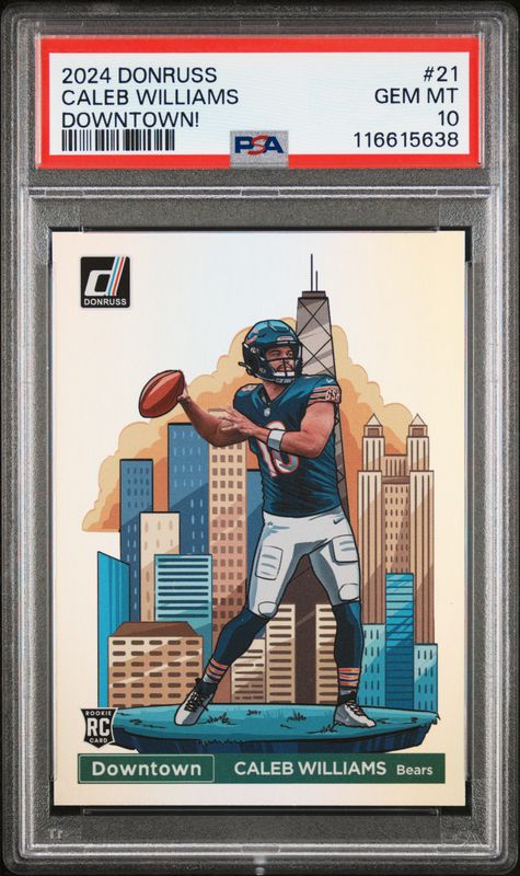 2024 Panini Donruss Downtown! Caleb Williams #21 PSA 10
