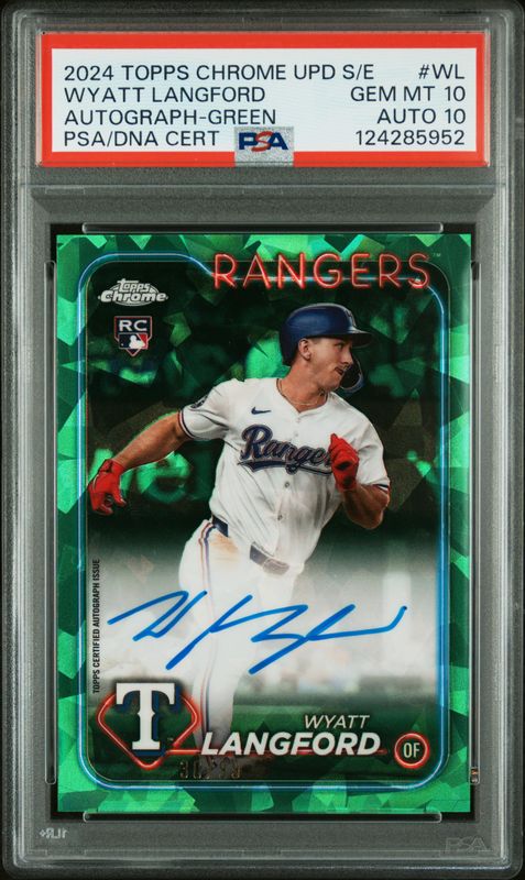 2024 Topps Chrome Sapphire Update Series Chrome Sapphire Autographs Wyatt Langford #WL Green PSA 10