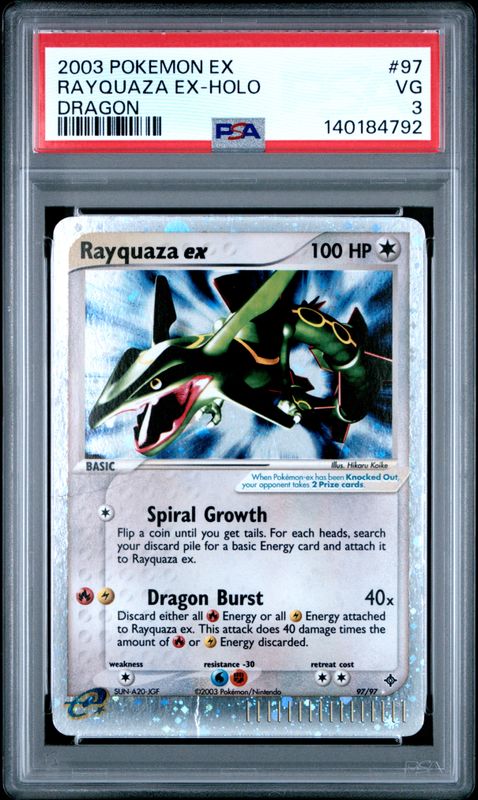 2003 Pokemon EX Dragon Rayquaza EX-Holo #97 PSA 3