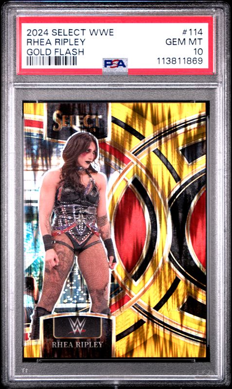2024 Panini Select WWE Rhea Ripley #114 Gold Flash PSA 10