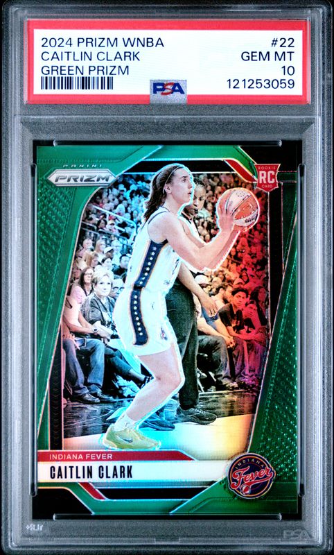 2024 Panini Prizm WNBA Caitlin Clark #22 Green Prizm PSA 10