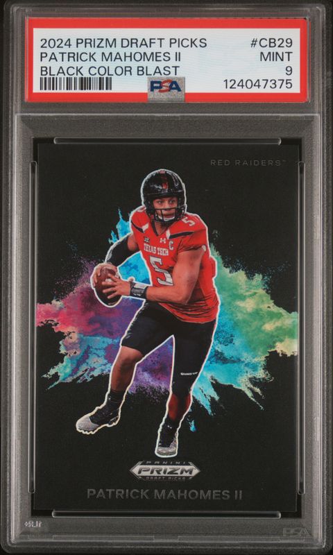 2024 Panini Prizm Draft Picks Black Color Blast Patrick Mahomes II #CB29 PSA 9
