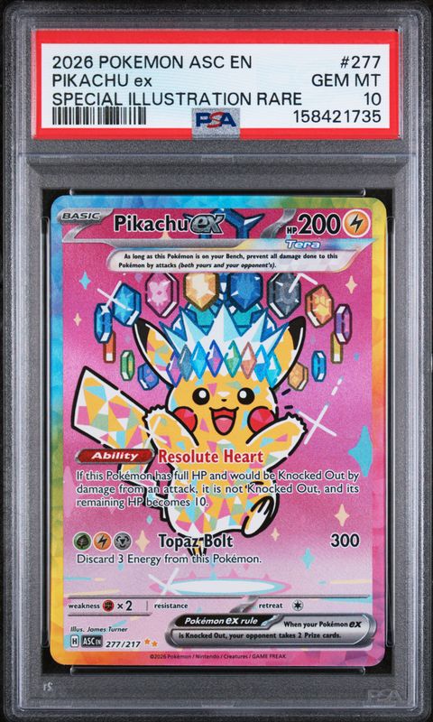 2026 Pokemon Asc EN-Ascended Heroes Pikachu EX #277 Special Illustration Rare PSA 10