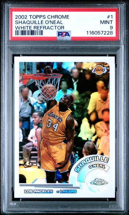 2002 Topps Chrome Shaquille O'Neal #1 White Refractor PSA 9