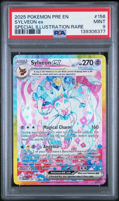 2025 Pokemon Pre EN-Prismatic Evolutions Sylveon EX #156 Special Illustration Rare PSA 9