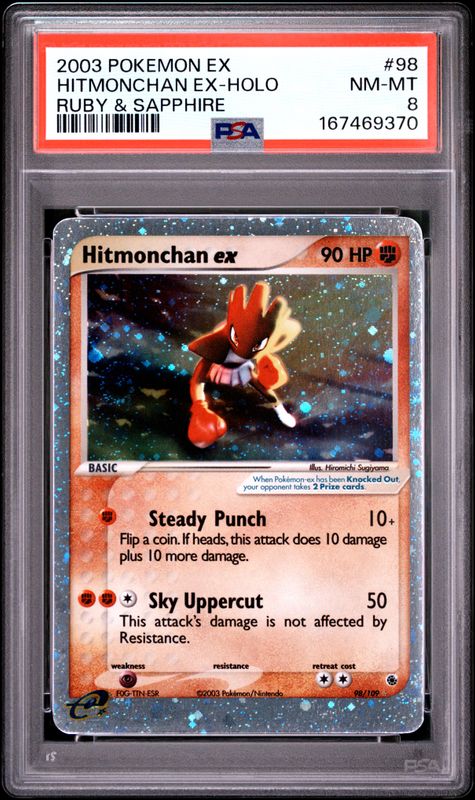 2003 Pokemon EX Ruby & Sapphire Hitmonchan EX-Holo #98 PSA 8