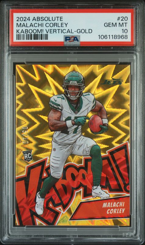 2024 Panini Absolute Kaboom! Vertical Malachi Corley #20 Gold PSA 10