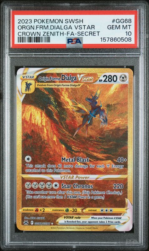 2023 Pokemon Sword and Shield Crown Zenith Full Art/Origin Forme Dialga Vstar #GG68 Secret PSA 10