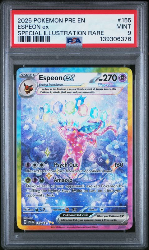 2025 Pokemon Pre EN-Prismatic Evolutions Espeon EX #155 Special Illustration Rare PSA 9