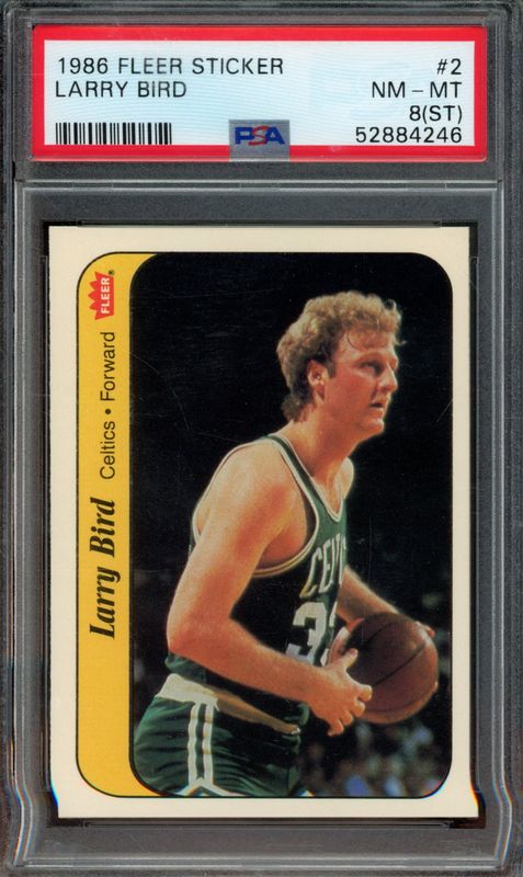 1986 Fleer Sticker Larry Bird #2 PSA 8 (ST)