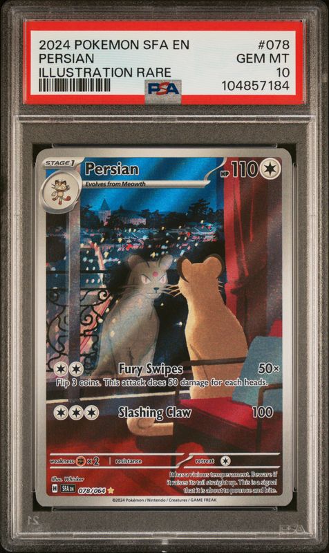 2024 Pokemon Sfa EN-Shrouded Fable Persian #078 Illustration Rare PSA 10