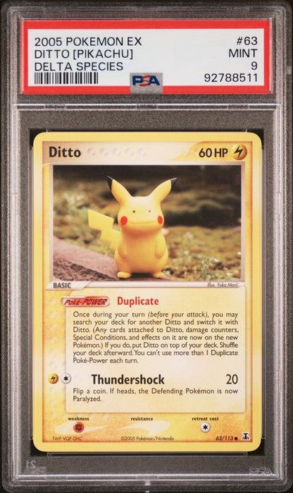 2005 Pokemon EX Delta Species Ditto [Pikachu] #63 PSA 9