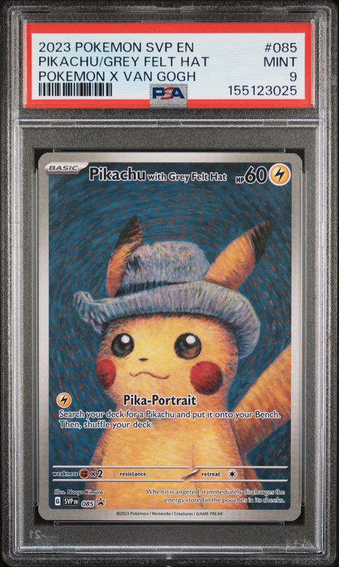 2023 Pokemon Svp EN-SV Black Star Promo Pikachu With Grey Felt Hat #085 Pokemon X Van Gogh PSA 9