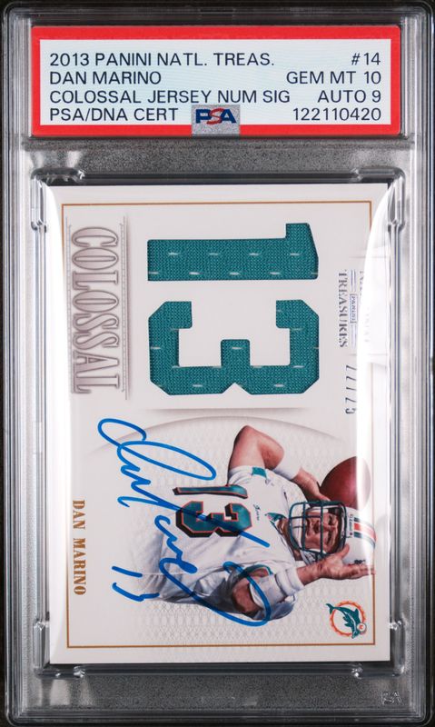 2013 Panini National Treasures Colossal Jersey Number Signature Dan Marino #14 PSA 10