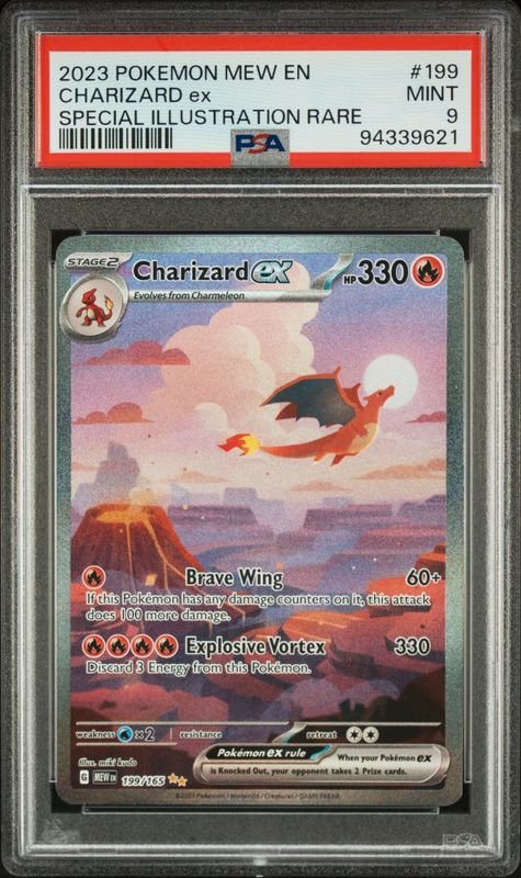 2023 Pokemon Mew EN-151 Charizard EX #199 Special Illustration Rare PSA 9