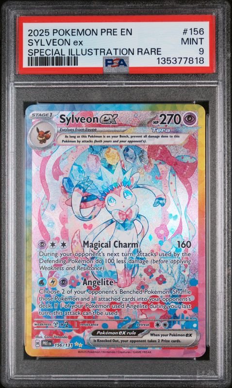 2025 Pokemon Pre EN-Prismatic Evolutions Sylveon EX #156 Special Illustration Rare PSA 9