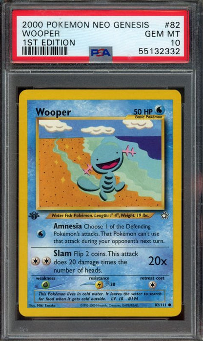 2000 Pokemon Neo Genesis 1st Edition Wooper #82 PSA 10