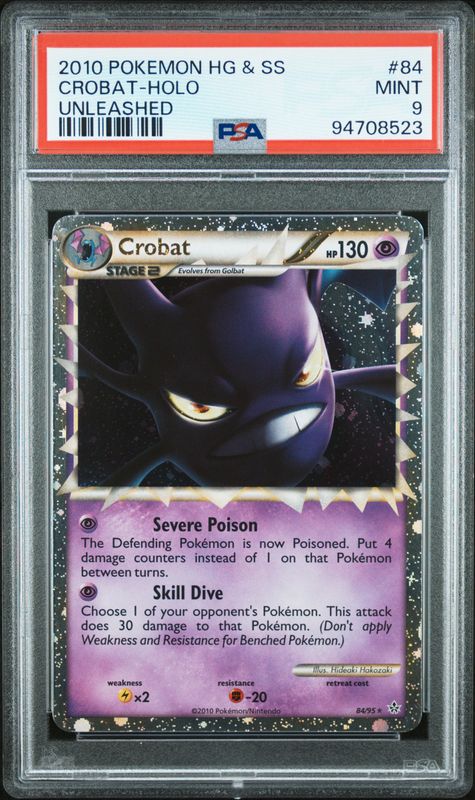 2010 Pokemon Heartgold & Soulsilver Unleashed Crobat-Holo #84 PSA 9