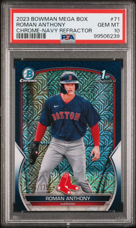 2023 Bowman Mega Box Chrome Roman Anthony #71 Navy Refractor PSA 10
