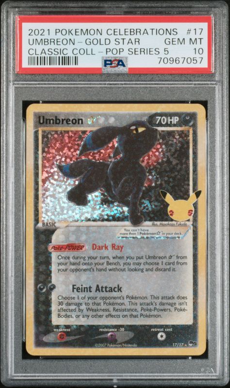 2021 Pokemon Celebrations Classic Collection Umbreon-Gold Star #17 PSA 10